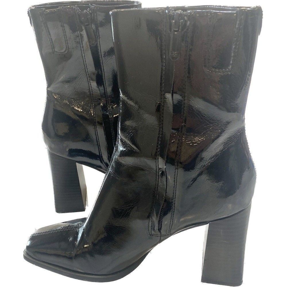 Sam Edelman Ivette 2 Black Chunky Heel Square Toe Size Zip Boots Women Size 7.5